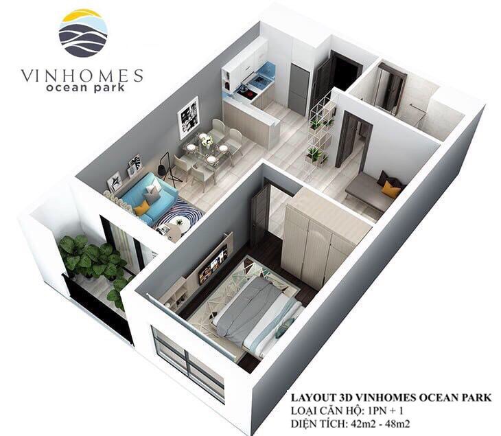 1 Bedroom Apartment For Rent in Vinhomes Ocean Park S2.19